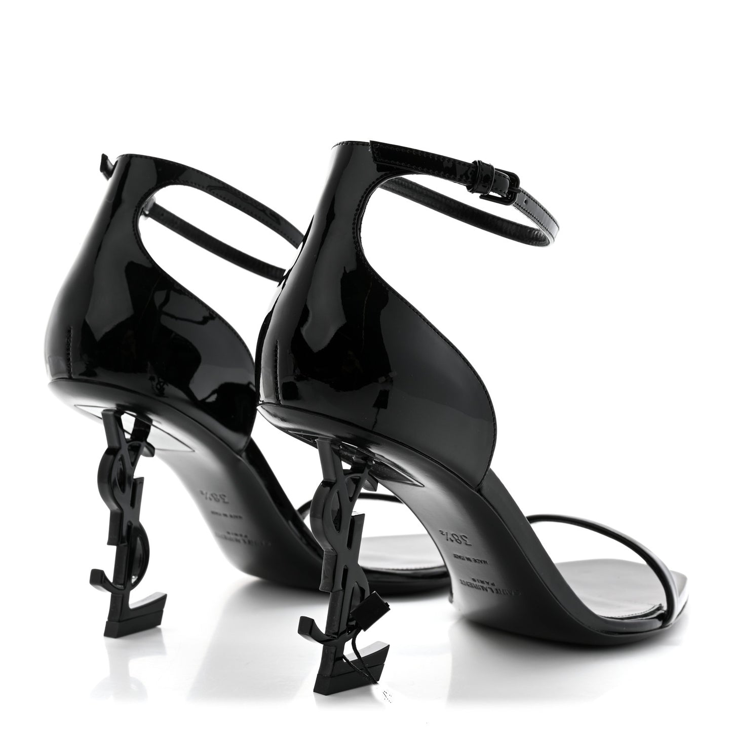 Patent Calfskin Opyum 85 Sandals 38.5 Black