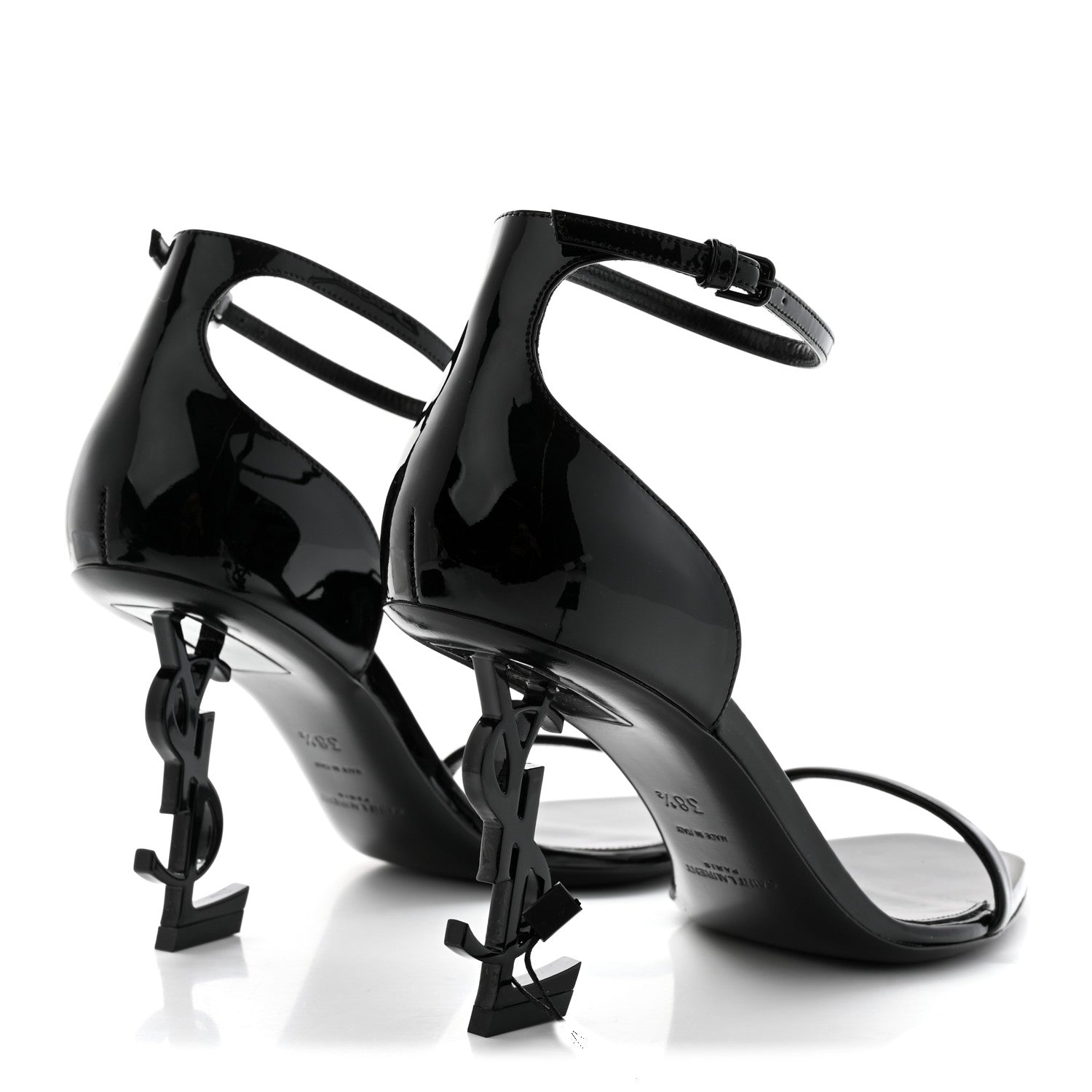 Saint Laurent Patent Calfskin Opyum 85 Sandals 38.5 Black 4 of 9