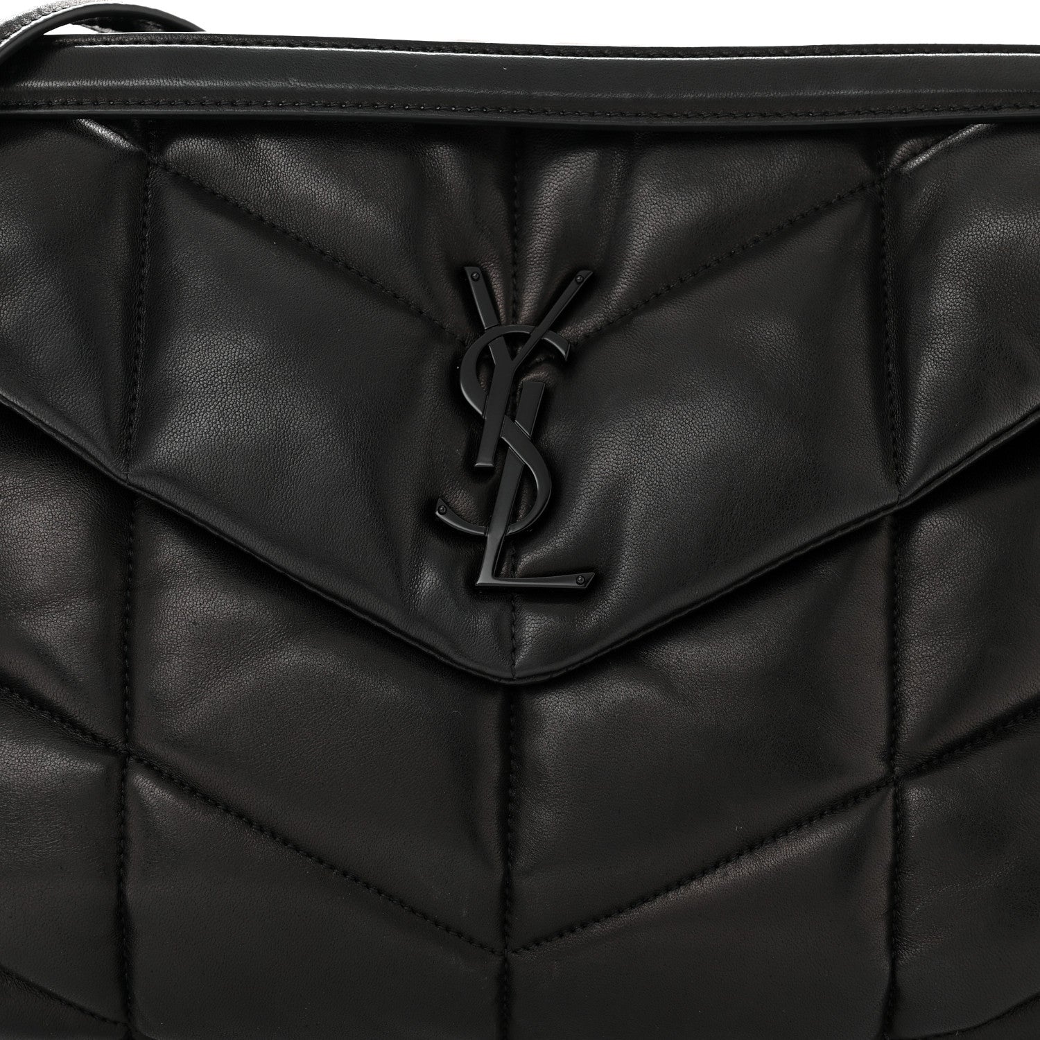 Saint Laurent Lambskin Quilted Monogram Monochrome Medium Loulou Puffer Chain Satchel Black 8 of 10