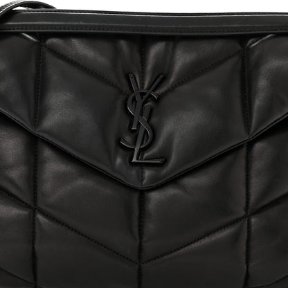 Saint Laurent Lambskin Quilted Monogram Monochrome Medium Loulou Puffer Chain Satchel Black 8 of 10
