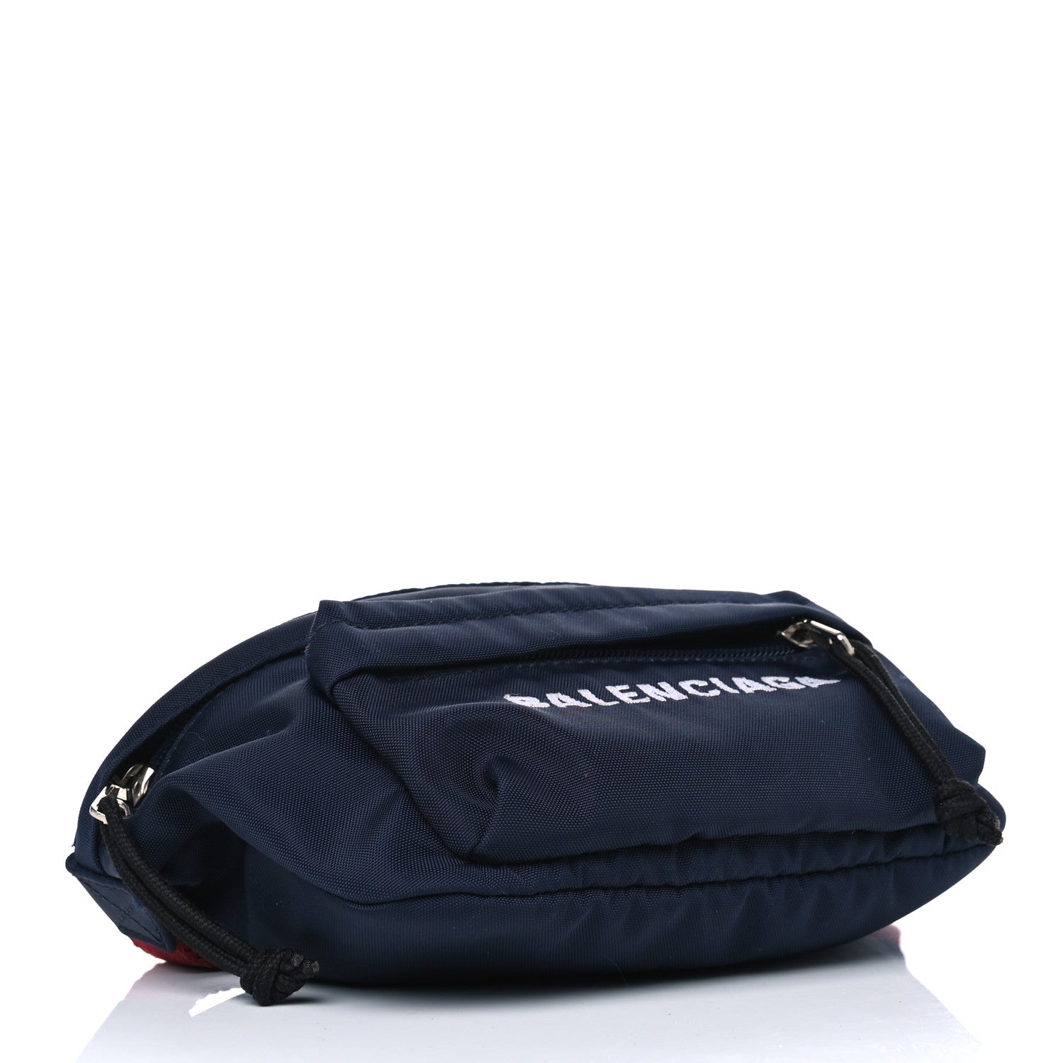 Balenciaga Sport Nylon Logo Embroidered Small Wheel Beltpack Navy Blue Red 4 of 5