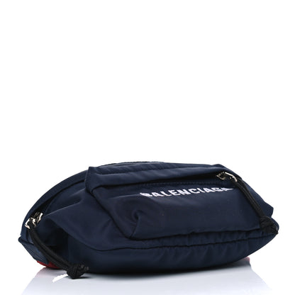 Balenciaga Sport Nylon Logo Embroidered Small Wheel Beltpack Navy Blue Red 4 of 5