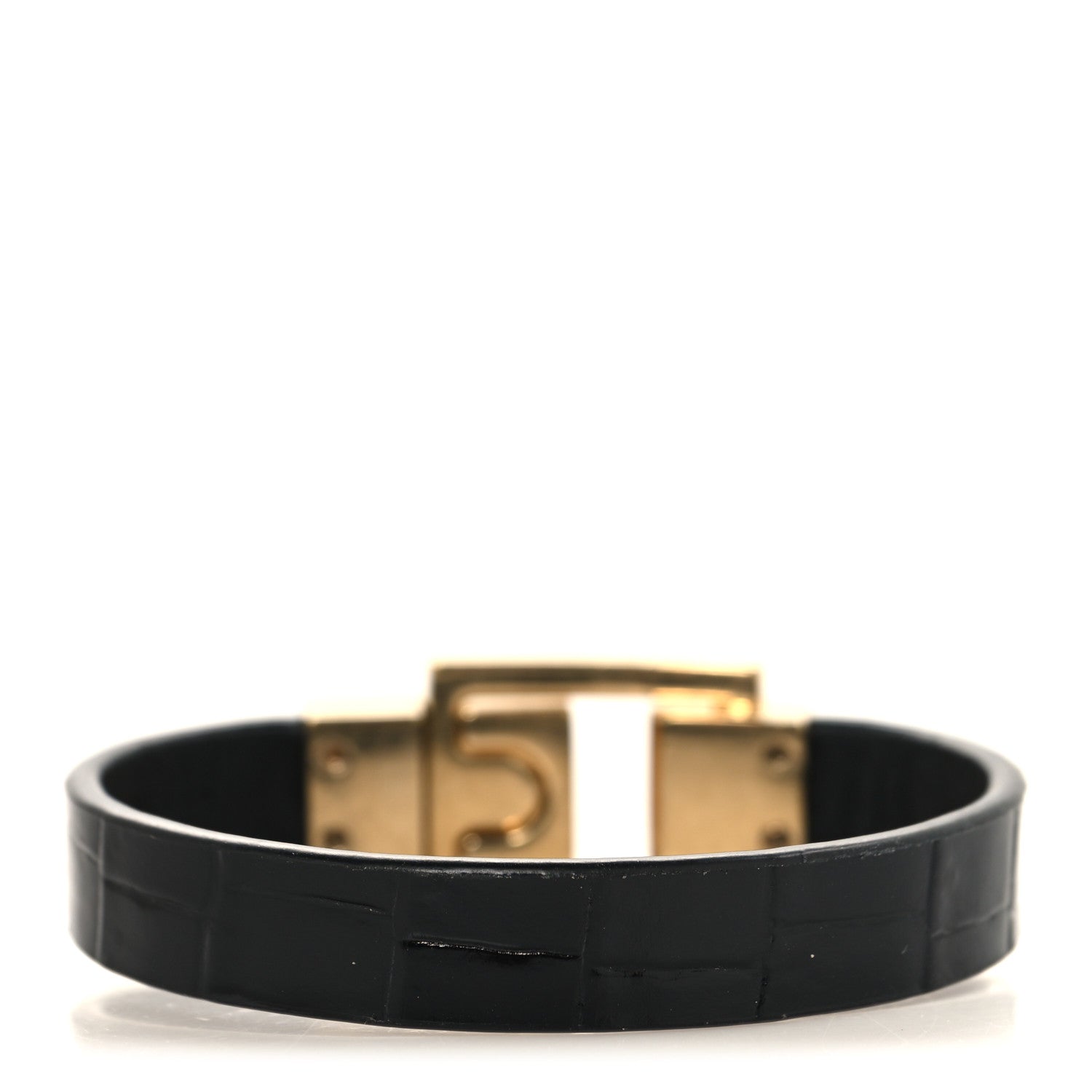 Saint Laurent Calfskin Cocco Print Bracelet Black 3 of 4