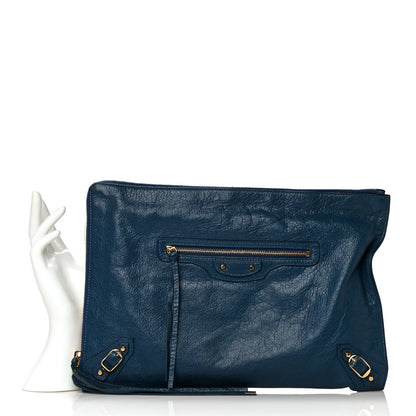 Balenciaga Agneau Classic Hardware Small Pouch Bleu Profond 2 of 12