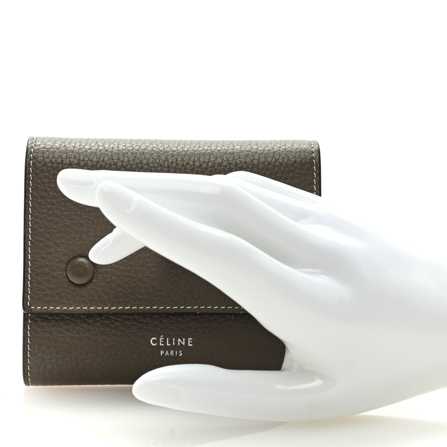 Drummed Calfskin Small Multifunction Folded Wallet Souris