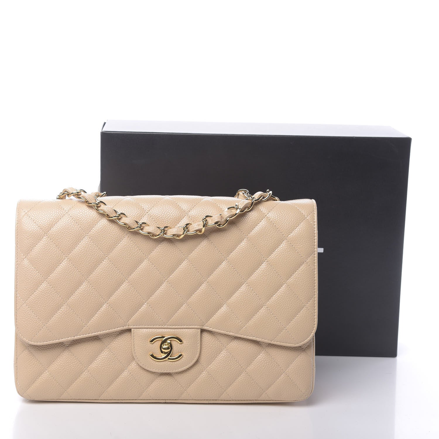 Chanel Caviar Quilted Jumbo Single Flap Beige Clair 11 of 11