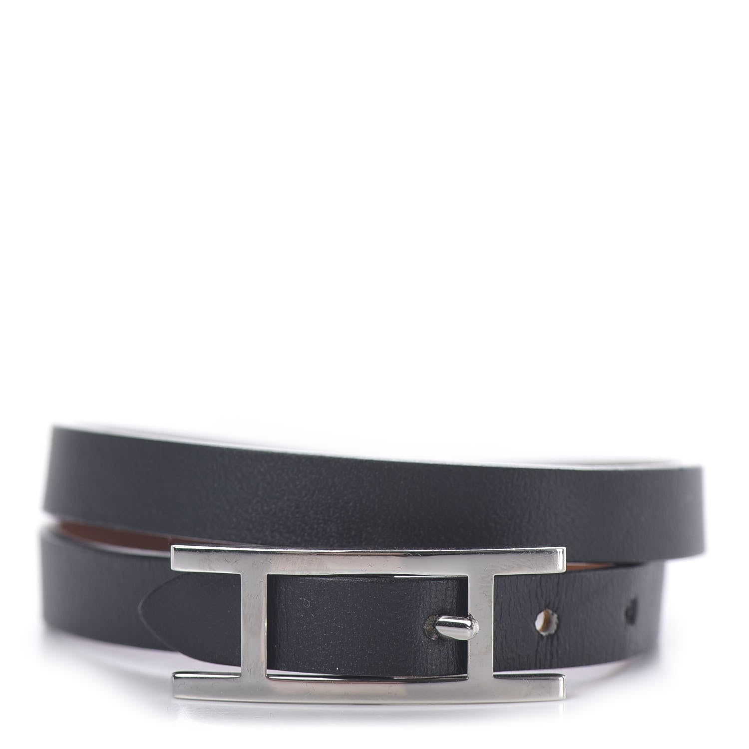 Hermes Chamonix Behapi Double Tour Bracelet XS Black Gold 1 of 4