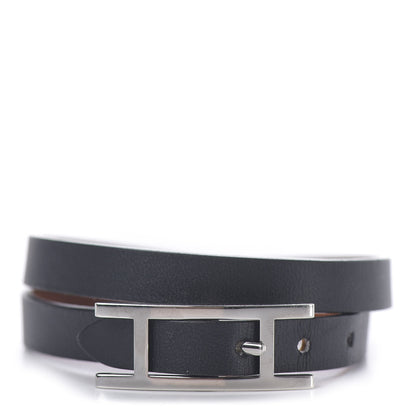 Hermes Chamonix Behapi Double Tour Bracelet XS Black Gold 1 of 4