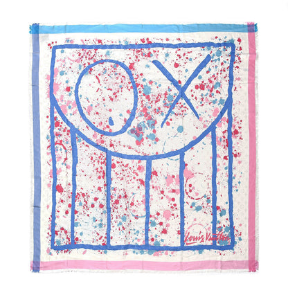 Louis Vuitton Wool Silk Monogram Mr. A Shawl Pink Blue 1 of 4