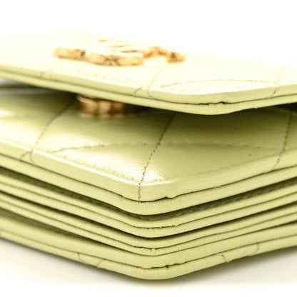 Chanel Lambskin Quilted Flap Card Holder On Chain Light Green 10 of 12