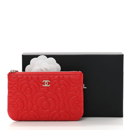 Chanel Goatskin Camellia Embossed Cosmetic Pouch Red 8 of 8
