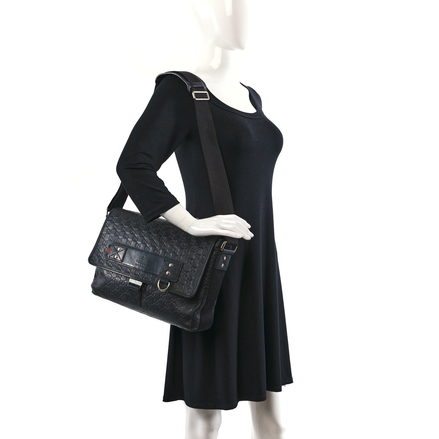 Rubber Guccissima Medium Messenger Bag Black
