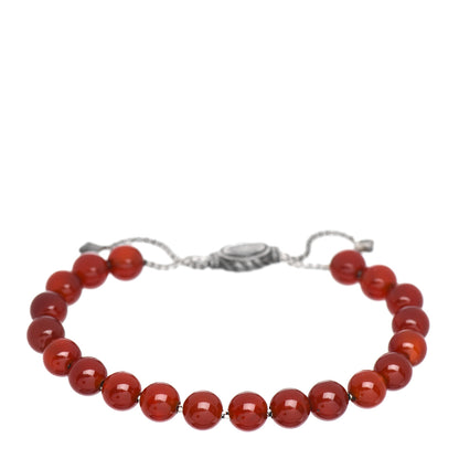 David Yurman Sterling Silver Carnelian 8mm Spiritual Beads Bracelet 1 of 4