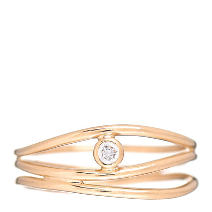 Tiffany 18K Yellow Gold Diamond Elsa Peretti 3 Row Wave Ring 50 5.5 1 of 5