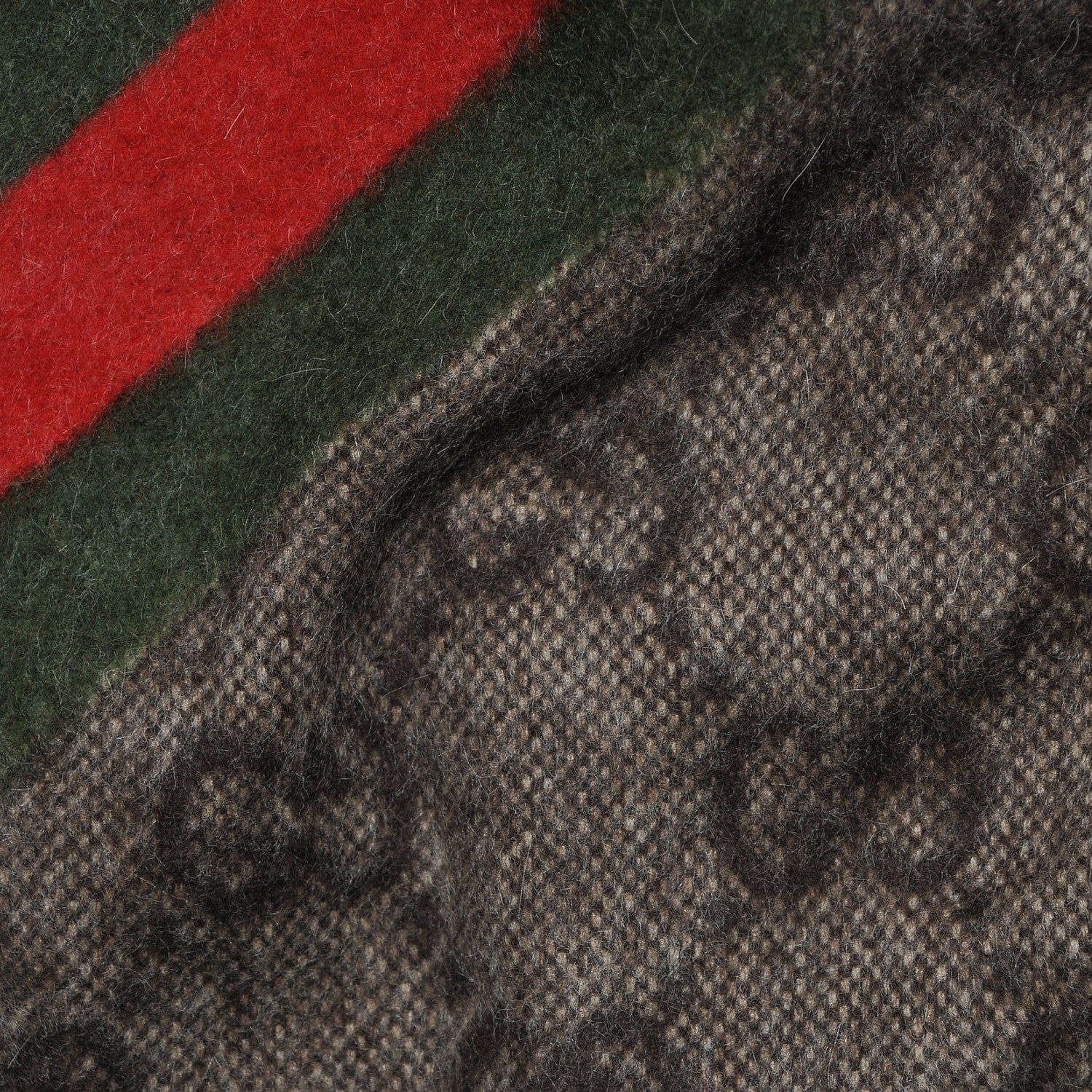 Gucci Wool Angora Monogram Web Scarf Dark Brown 3 of 4