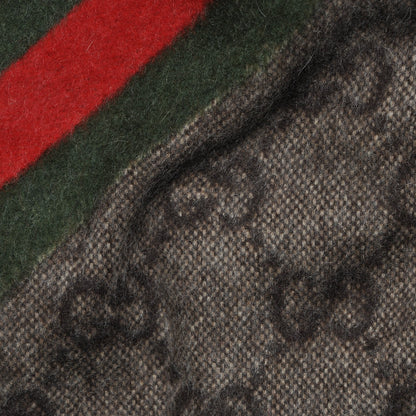 Gucci Wool Angora Monogram Web Scarf Dark Brown 3 of 4