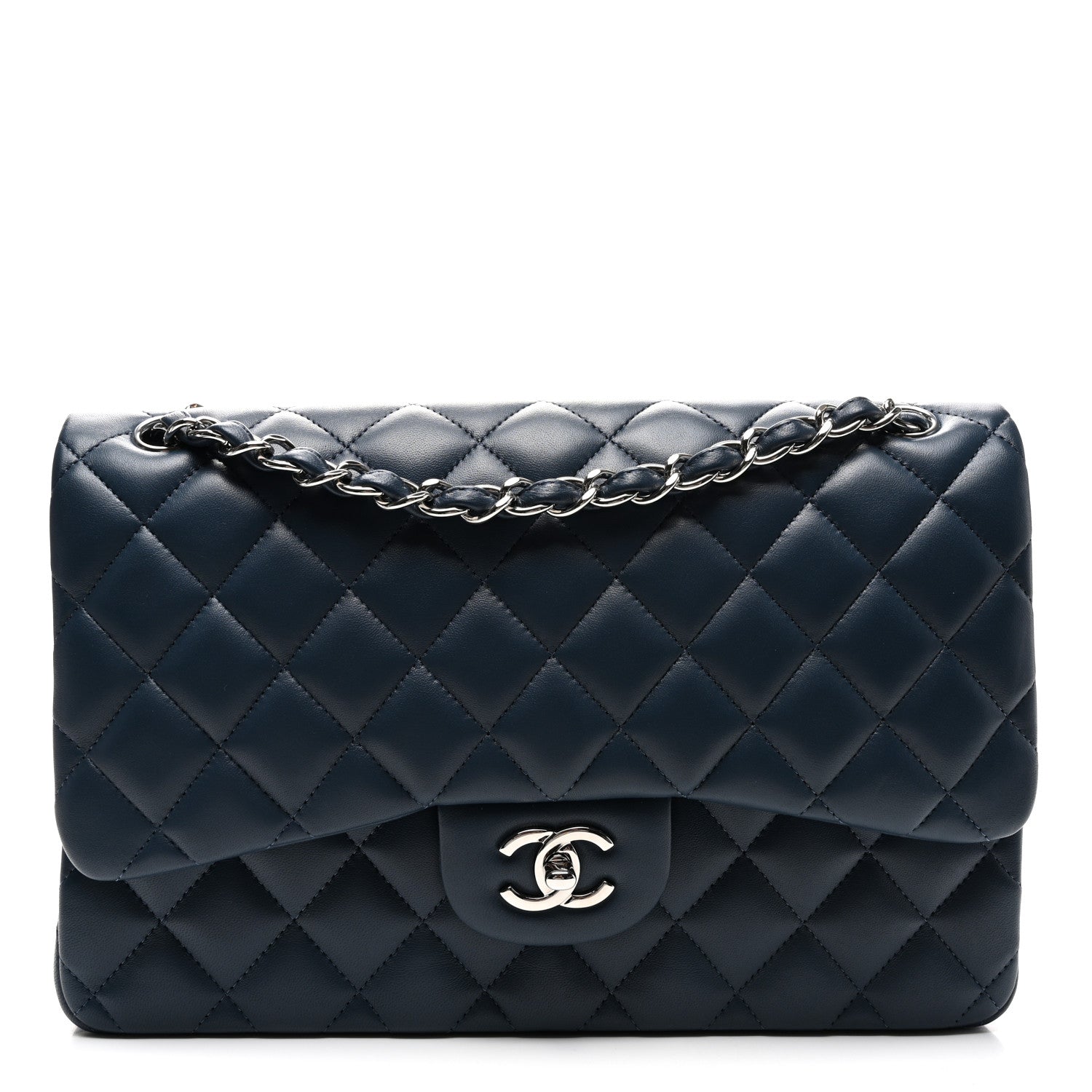 Chanel Lambskin Quilted Jumbo Double Flap Navy 1 of 10