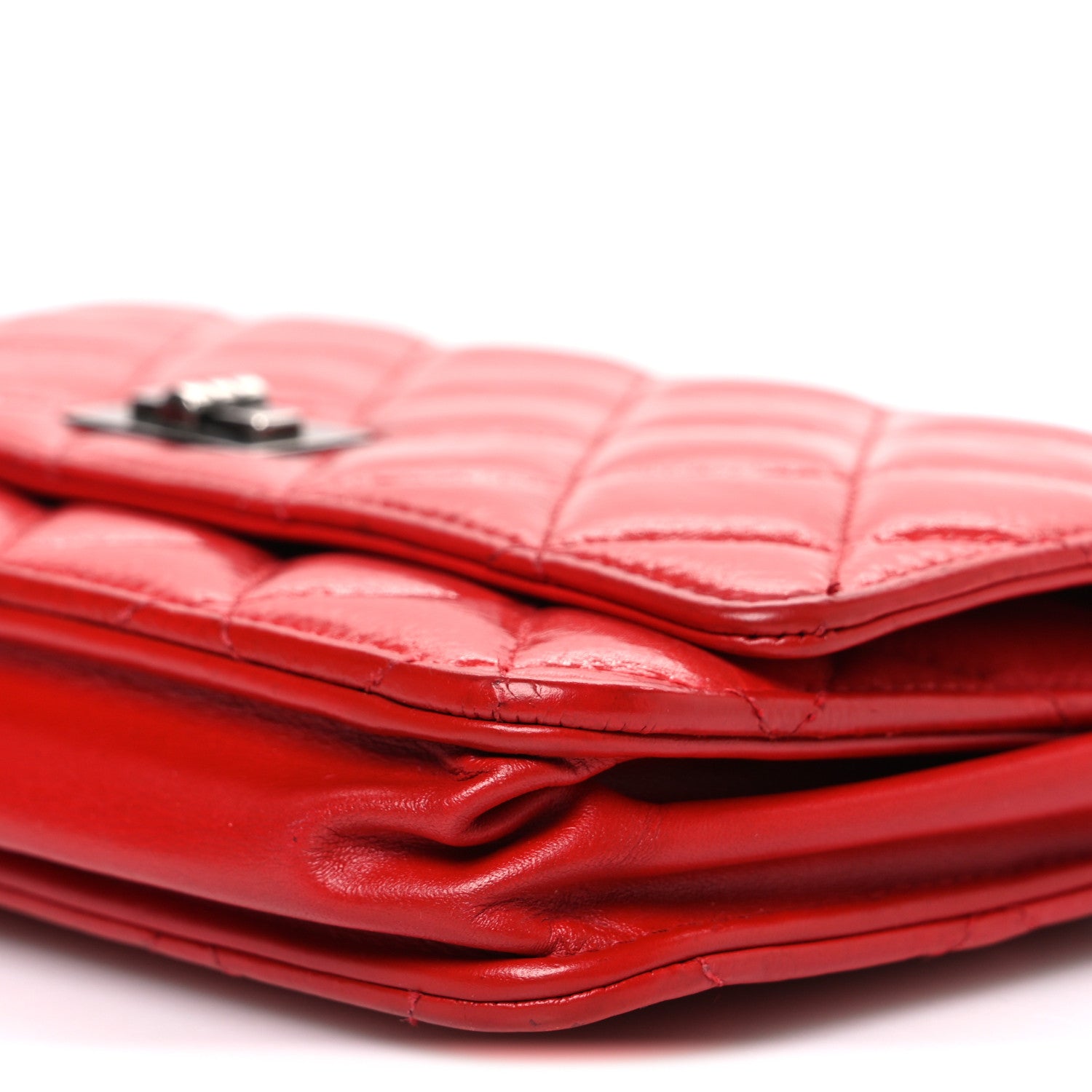 Chanel Glazed Calfskin Quilted Reissue Wallet On Chain WOC Red 11 of 12