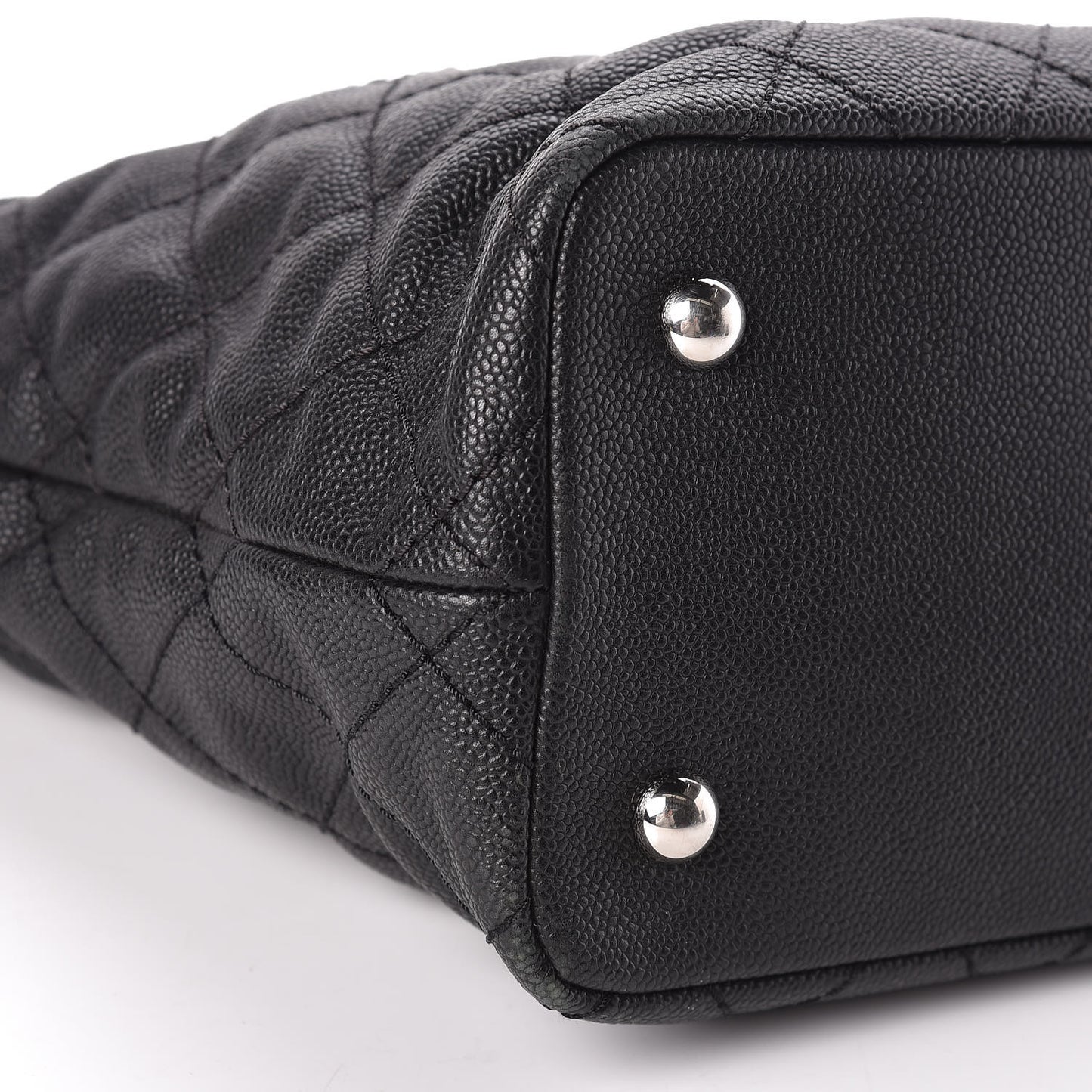 Grained Calfskin Quilted Small Daily Shopping Tote Black