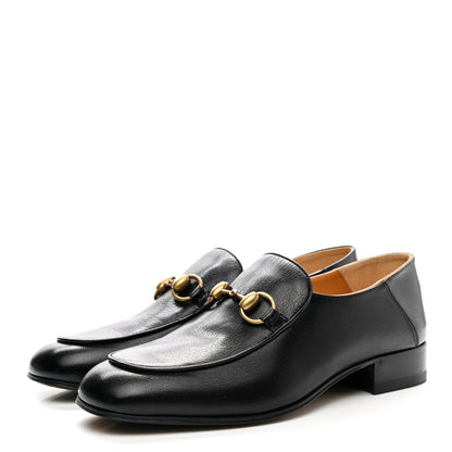 Gucci Goatskin Womens Horsebit Mid-Heel Loafers 37.5 Black 3 of 9