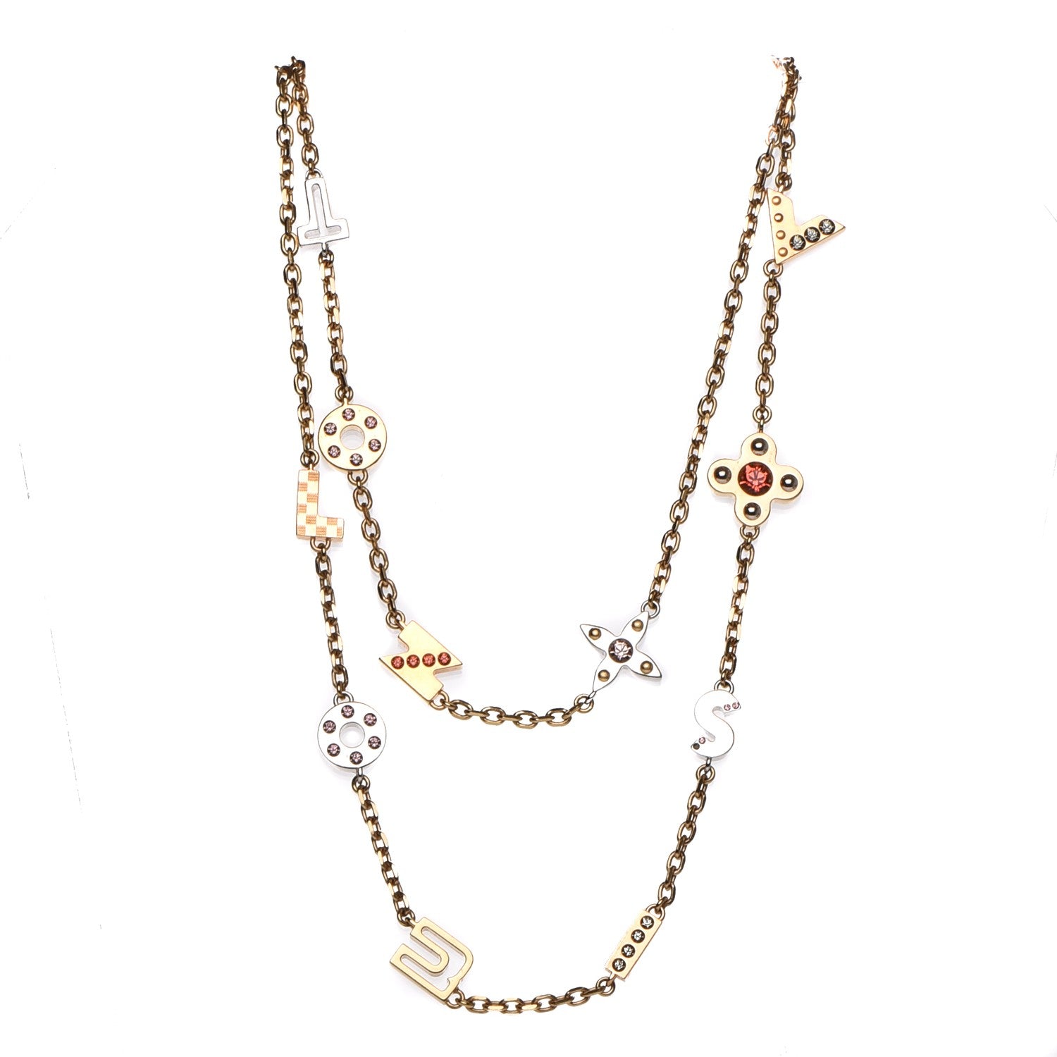 Louis Vuitton Love Letters Timeless Long Necklace Gold 1 of 7