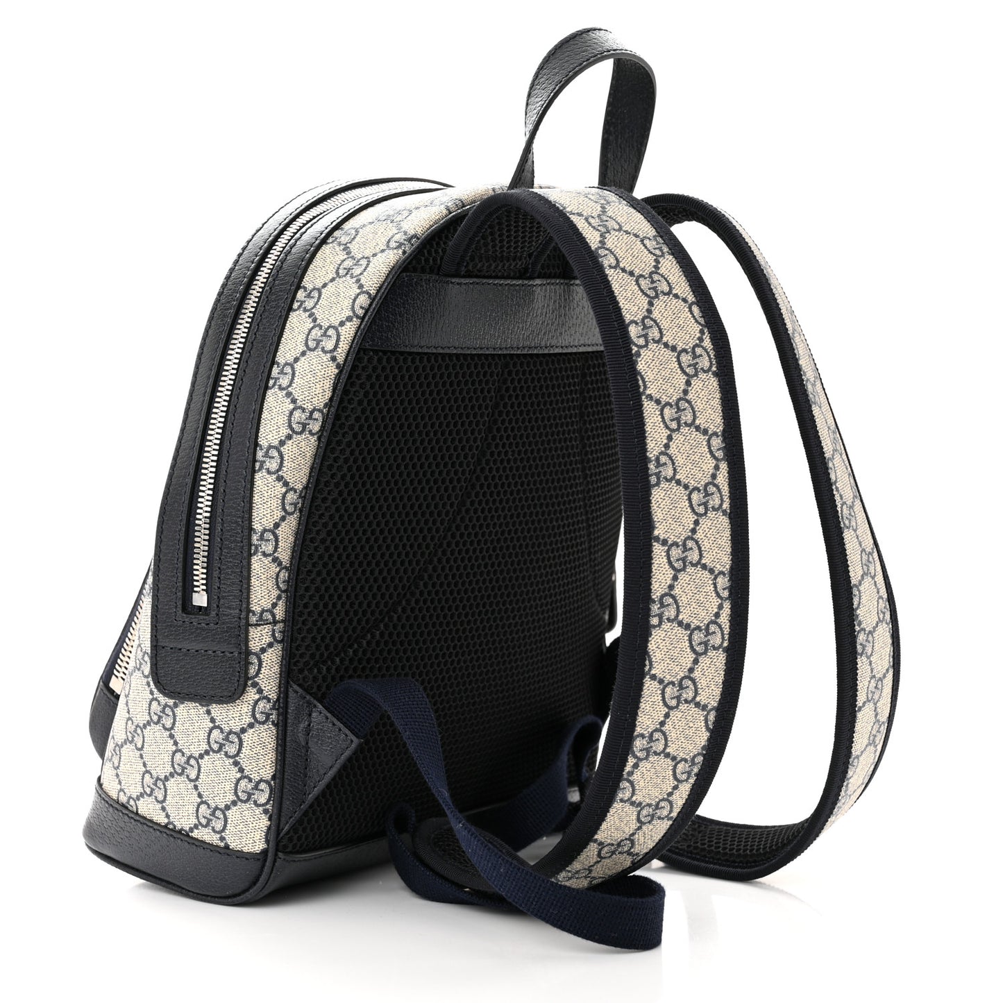 GG Supreme Monogram Textured Dollar Calfskin Web Small Ophidia Day Backpack Beige Blue Black