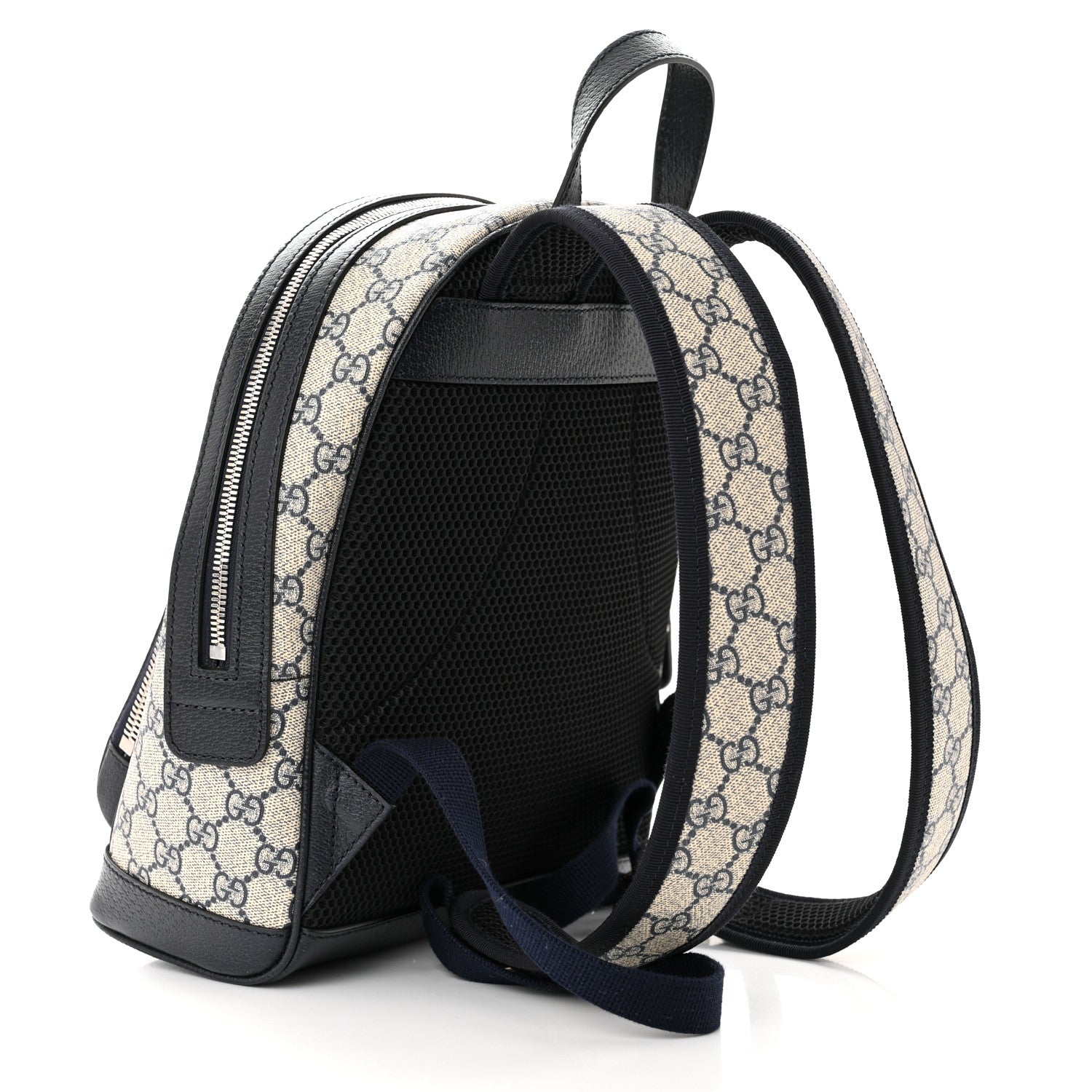 Gucci GG Supreme Monogram Textured Dollar Calfskin Web Small Ophidia Day Backpack Beige Blue Black 3 of 10