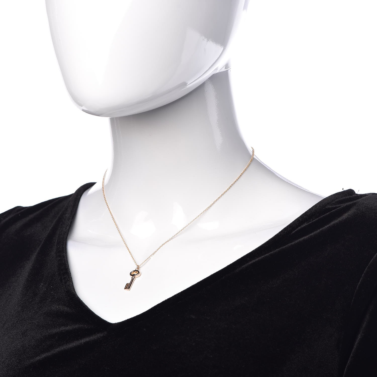 Tiffany 18K Rose Gold Mini Key Pendant Necklace 2 of 6