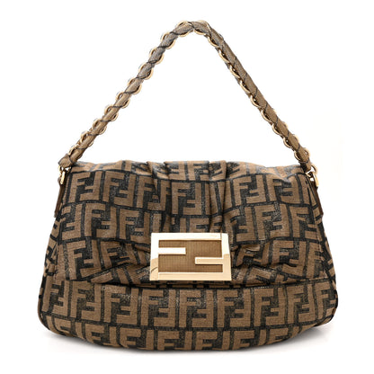 Fendi Metallic Lurex Zucca Mia Shoulder Flap Bronze 1 of 11