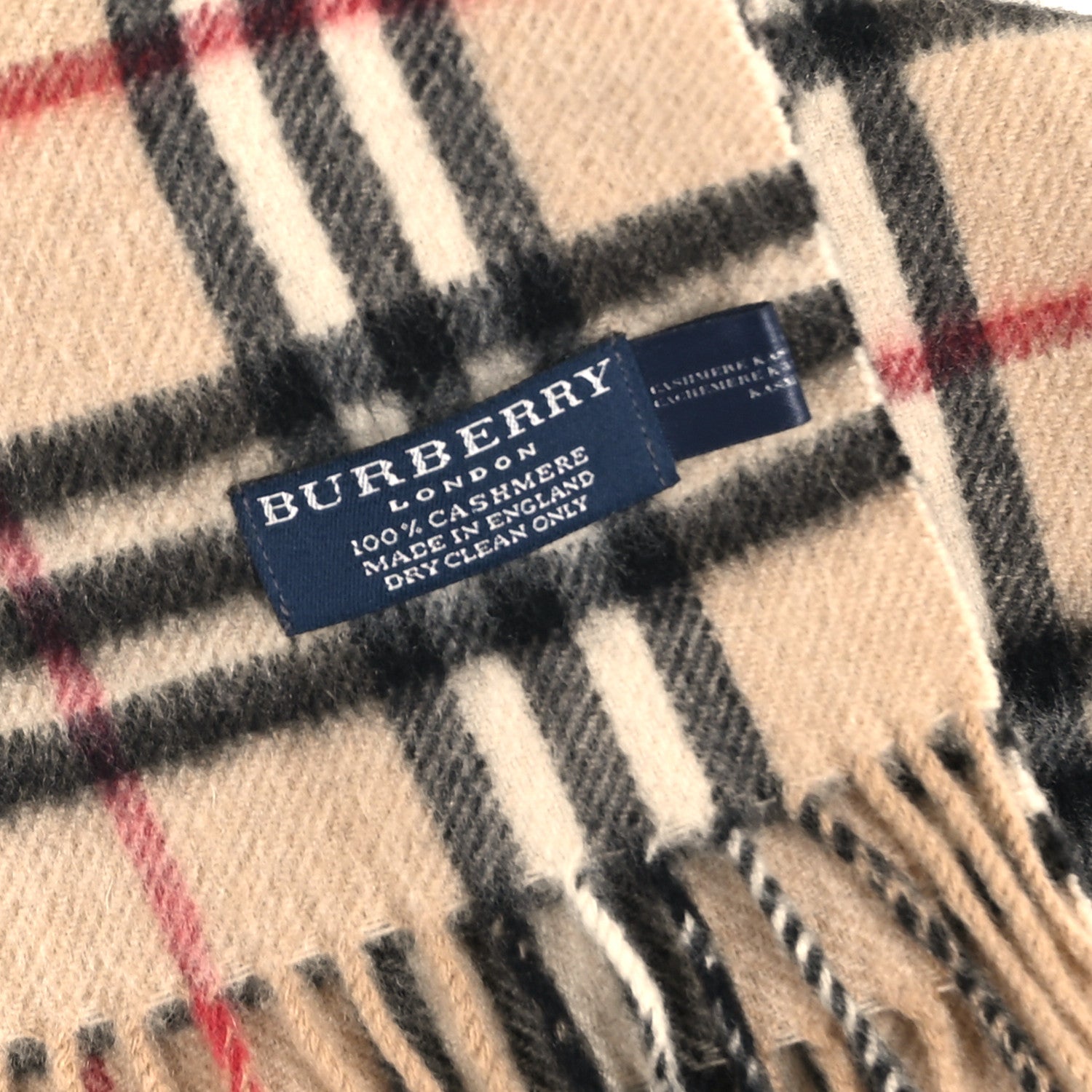 Burberry Wool Cashmere House Check Fringe Scarf Camel 3 of 3