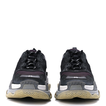 Balenciaga Fabric Mesh Womens Triple S Sneakers 38 Black Burgundy 2 of 8