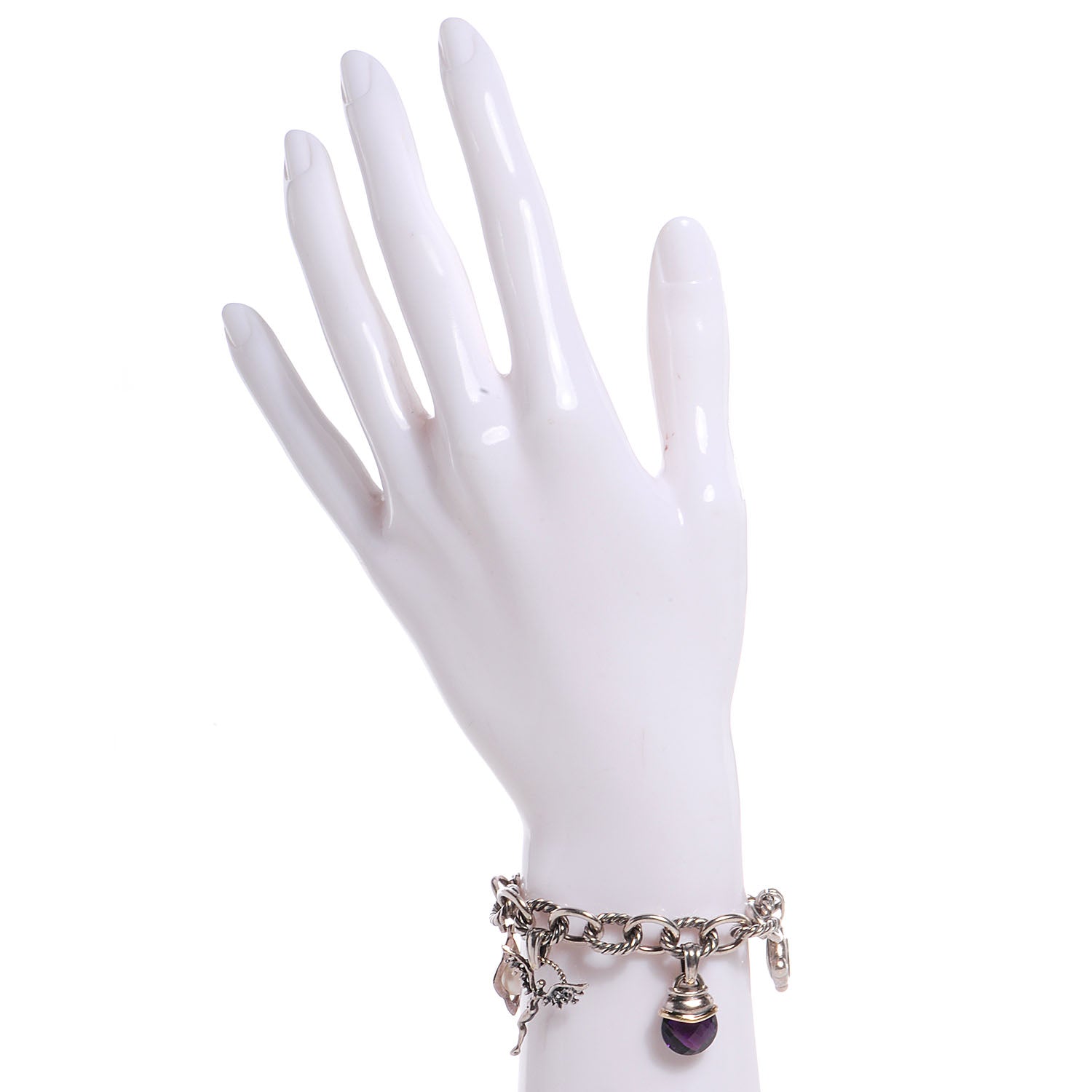 David Yurman 18k Gold and Sterling Silver Amethyst Charm Bracelet 2 of 6