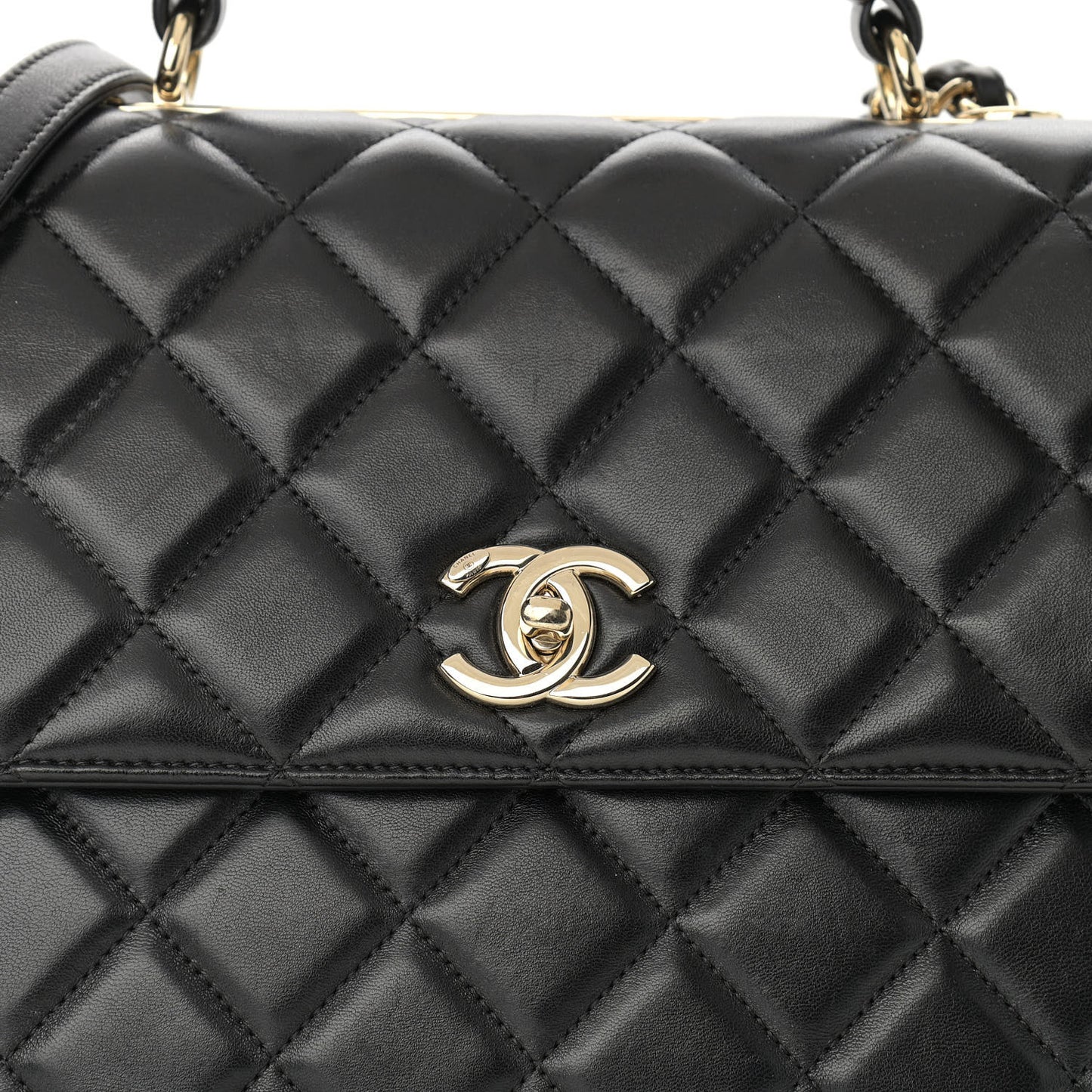 Lambskin Quilted Large Trendy CC Dual Handle Flap Bag Black