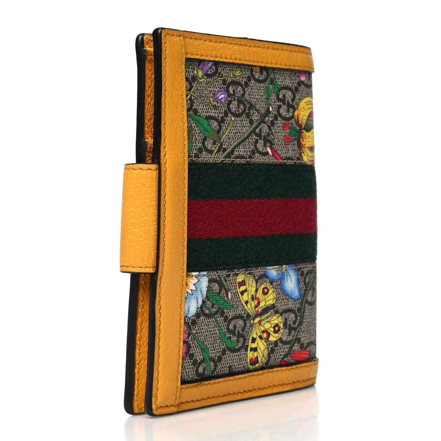 GG Supreme Monogram Flora Textured CalfskinWeb Ophidia Passport Case Beige Ebony Multicolor Crop