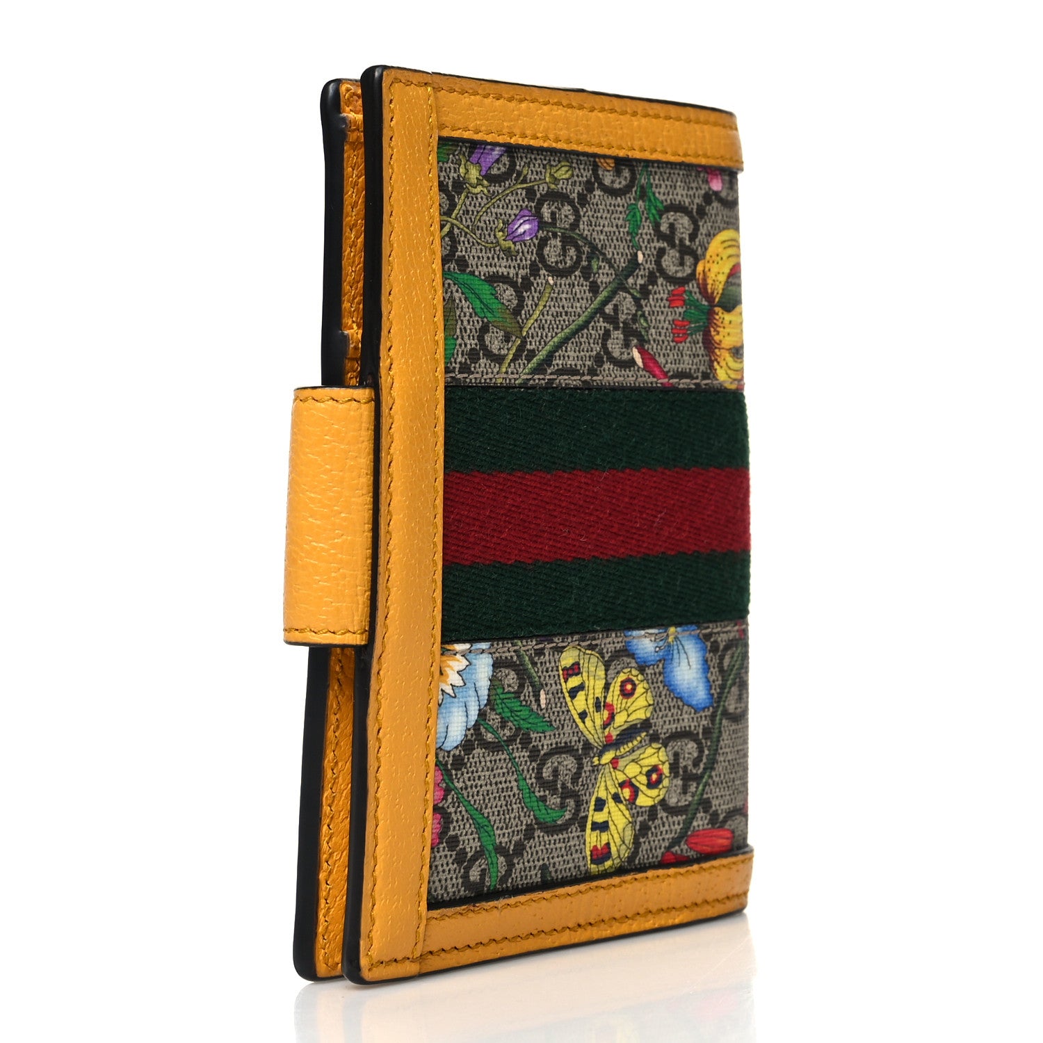 Gucci GG Supreme Monogram Flora Textured CalfskinWeb Ophidia Passport Case Beige Ebony Multicolor Crop 3 of 8