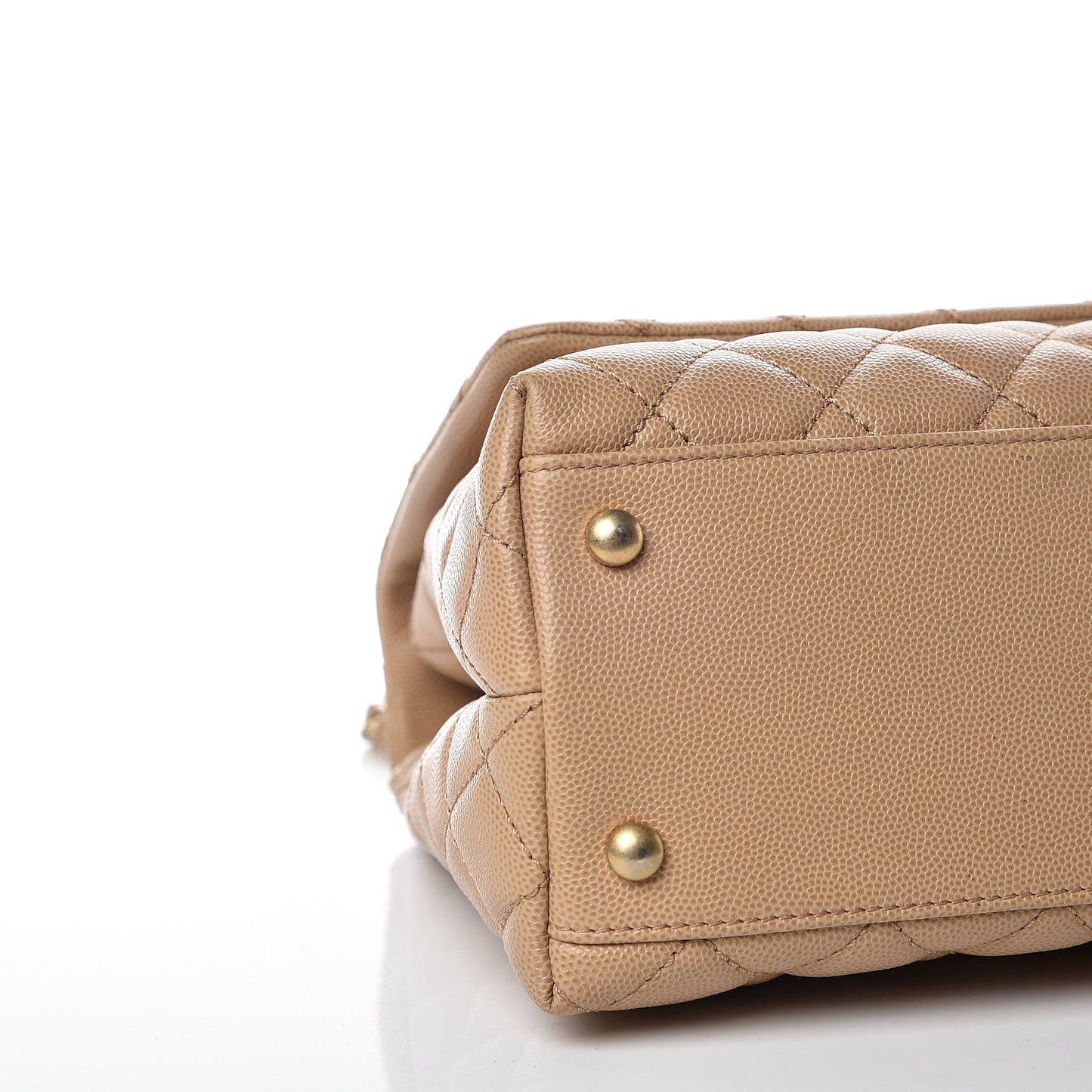 Caviar Lizard Embossed Quilted Small Coco Handle Flap Beige