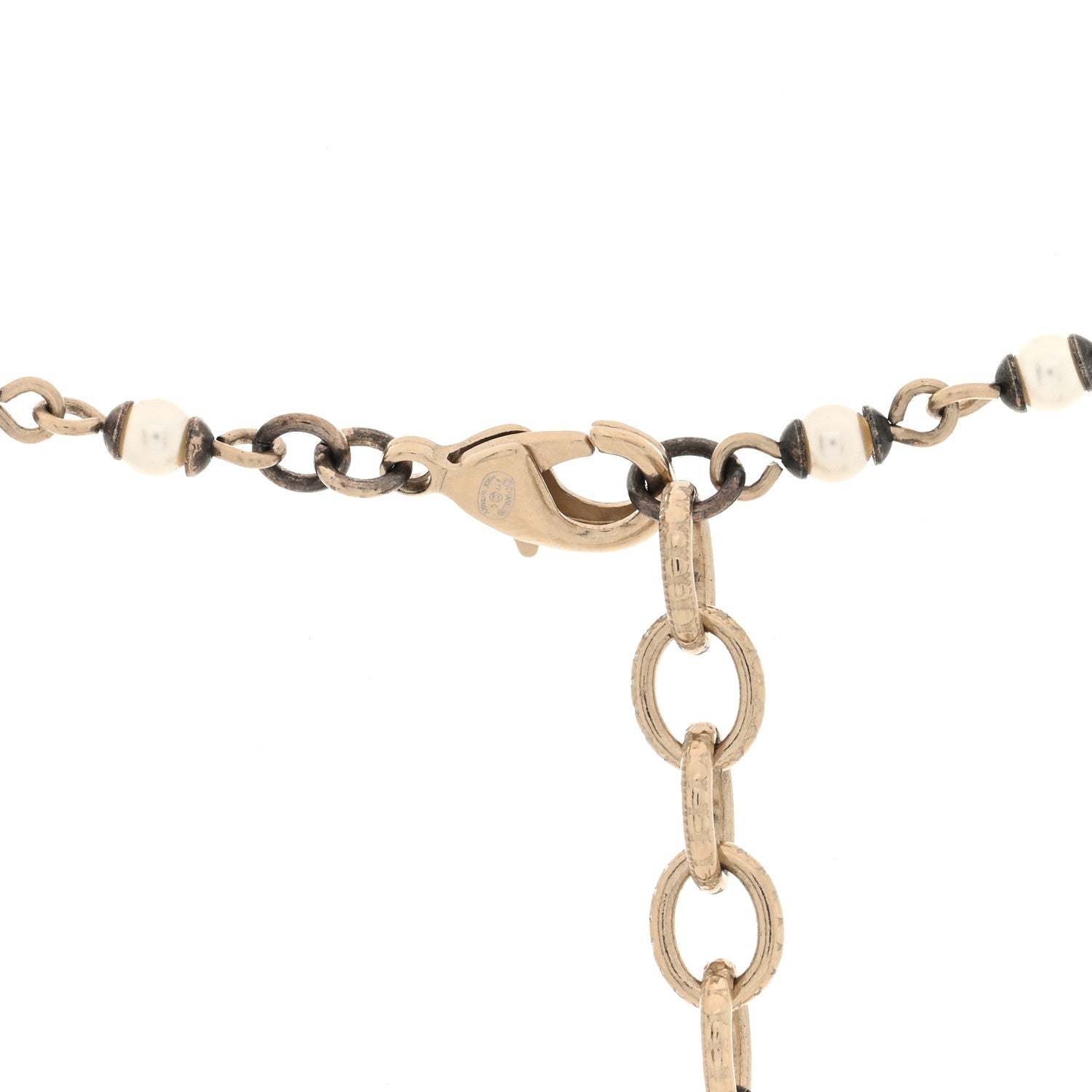 Chanel Pearl Crystal CC Long Necklace Gold Multicolor 4 of 4