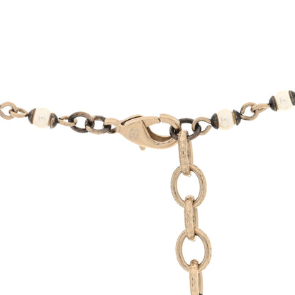 Chanel Pearl Crystal CC Long Necklace Gold Multicolor 4 of 4