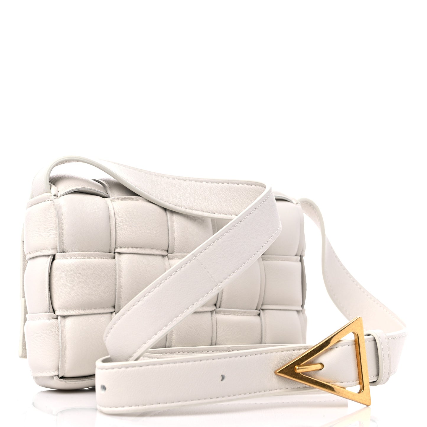 Nappa Maxi Intreccio Small Padded Cassette Crossbody Bag White