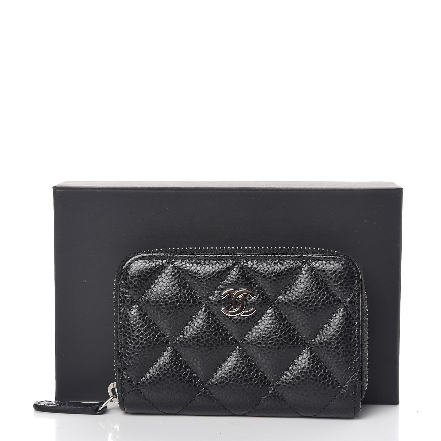 Caviar Quilted Zip Coin Purse Black