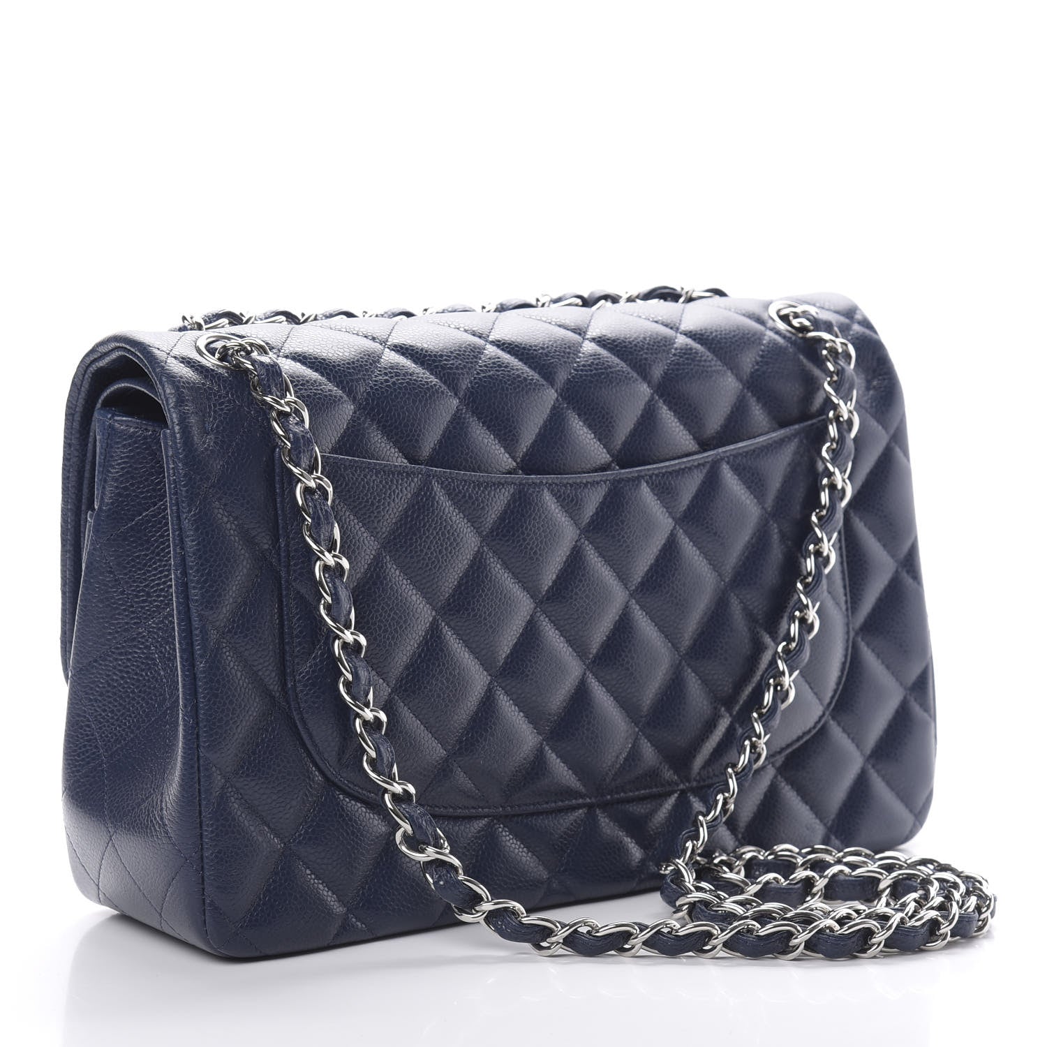 Chanel Caviar Quilted Jumbo Double Flap Navy Blue 4 of 14