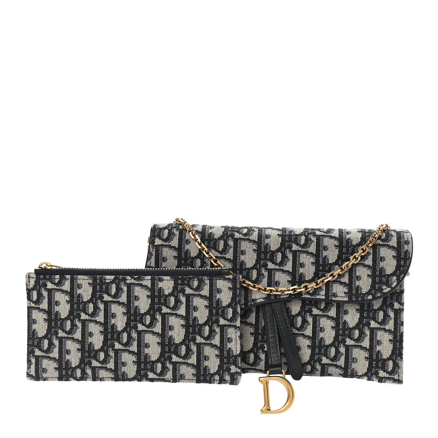 Oblique Saddle Chain Long Wallet Blue