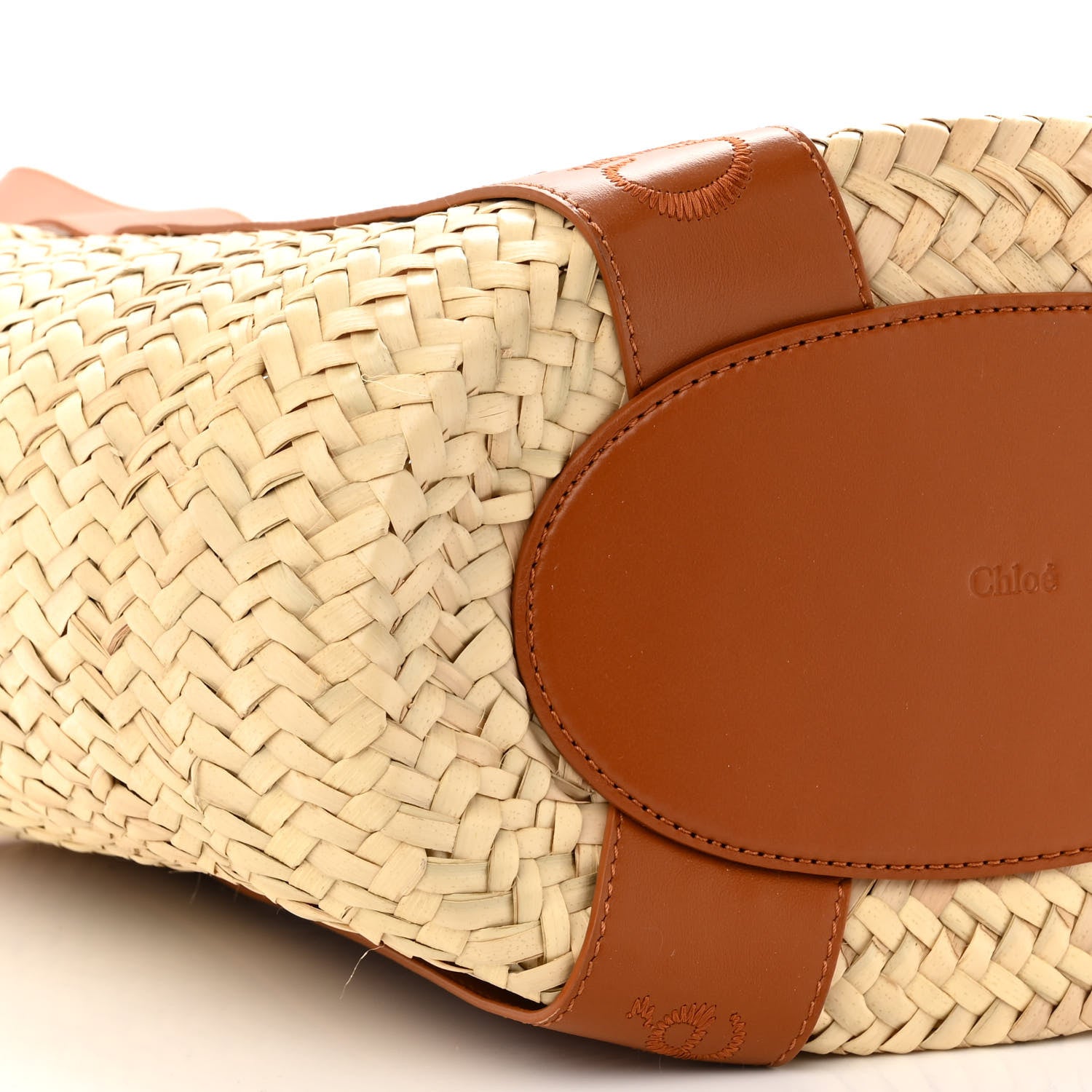 Chloe Raffia Smooth Calfskin Medium Sense Basket Caramel 9 of 9