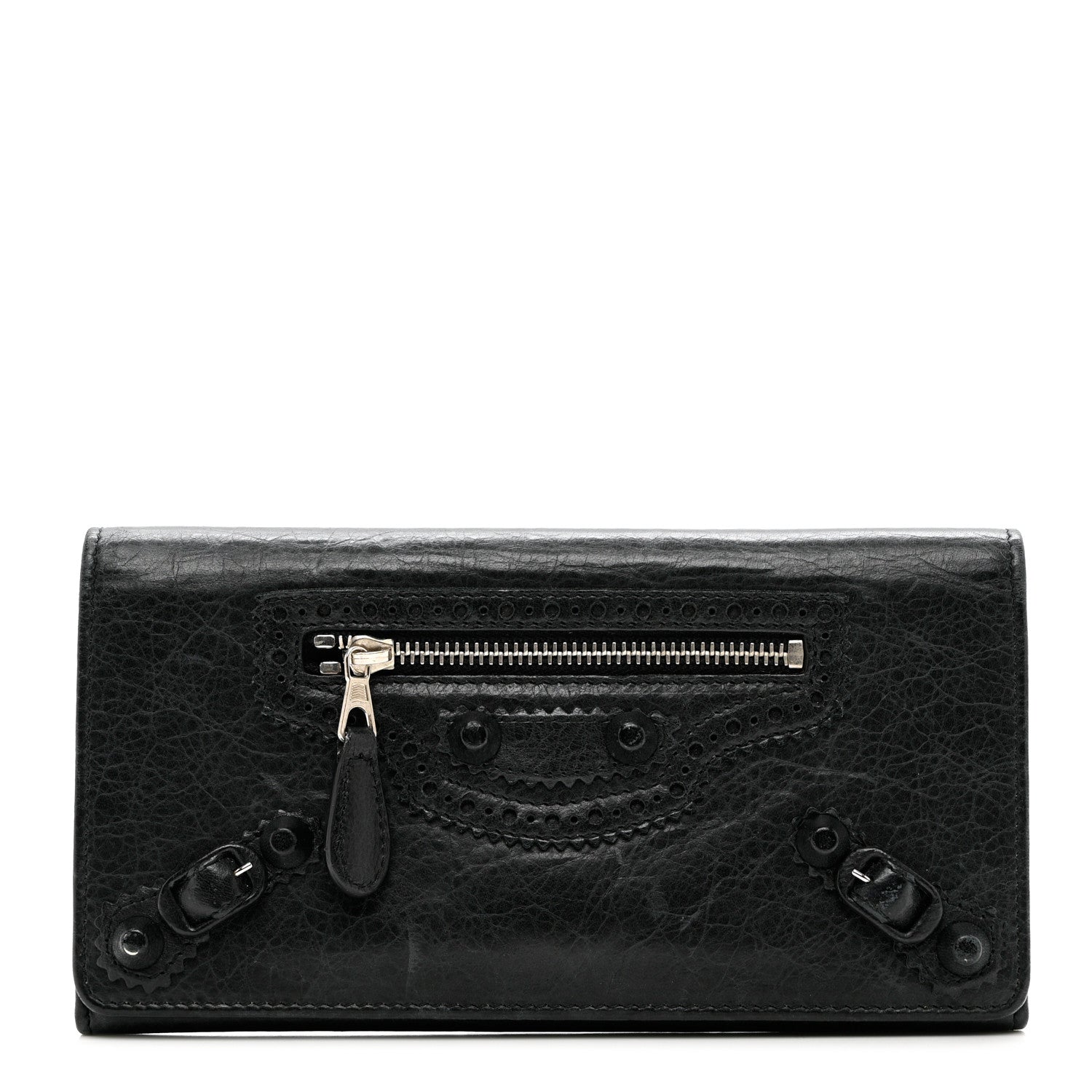 Balenciaga Agneau Giant Brogues Hardware Money Wallet Black 1 of 9