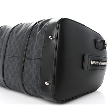Gucci Soft GG Supreme Calfskin Web Medium Carry On Duffle Bag Black Grey 9 of 18