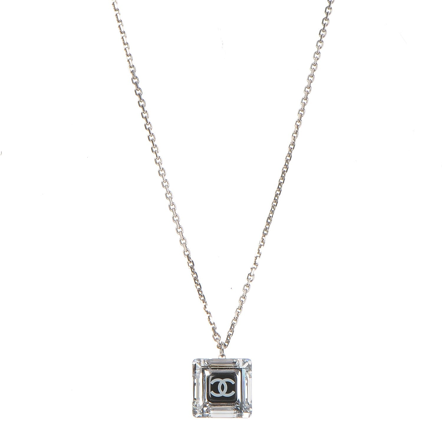 Chanel Lucite CC Square Charm Necklace 1 of 9