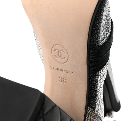 Chanel Mesh Grosgrain Cap Toe Short Boots 38 Grey Black 7 of 10