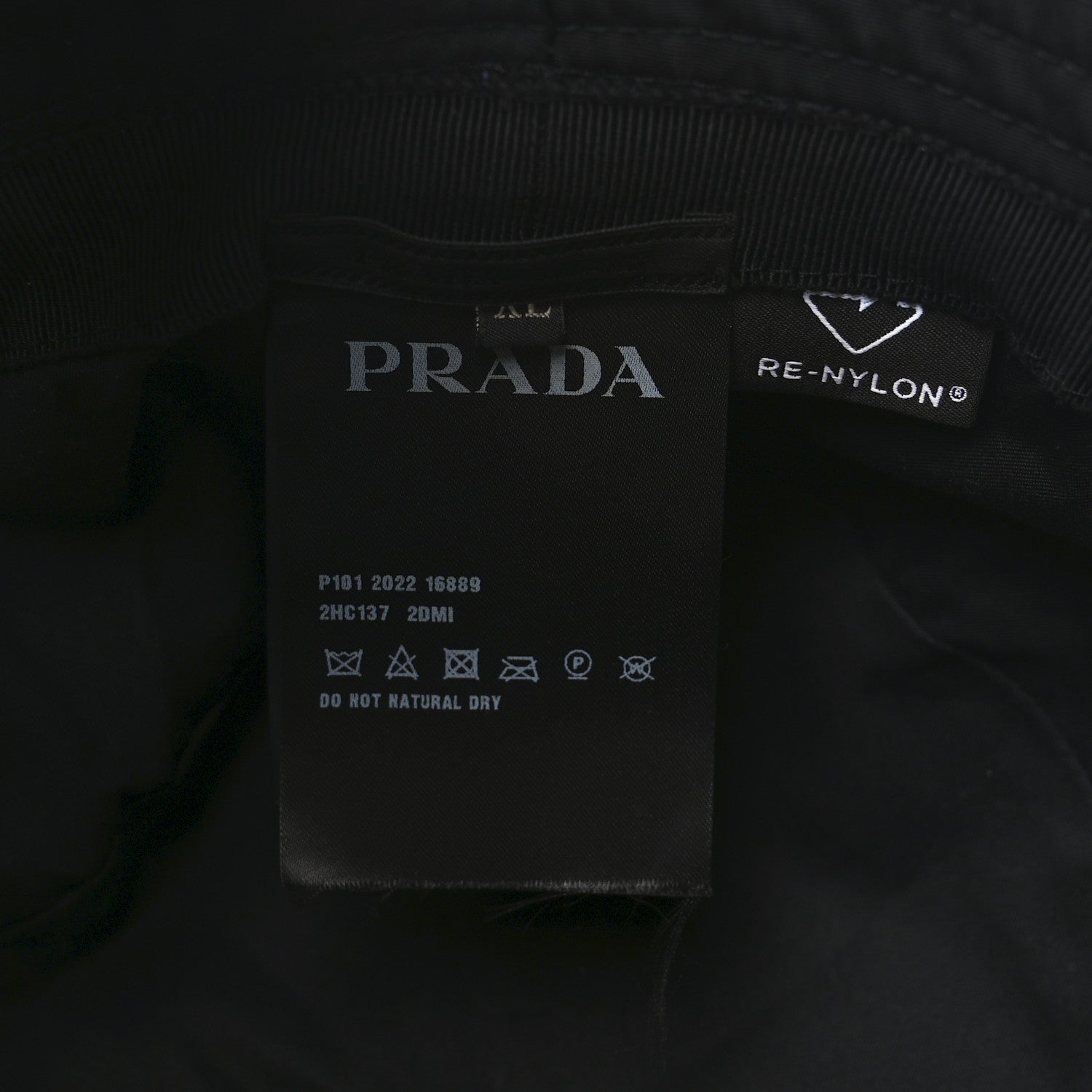 Prada Re-Nylon Metal Triangle Logo Womens Bucket Hat XL Black 8 of 9