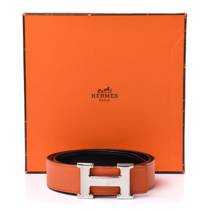 Hermes Box Togo 32mm H Belt 90 Black Orange 18 of 18