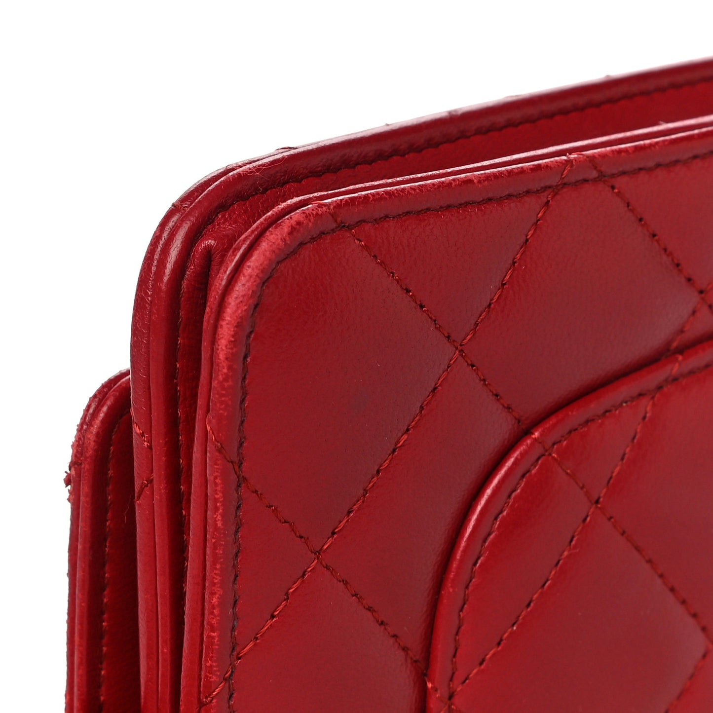 Lambskin Quilted Wallet on Chain WOC Red
